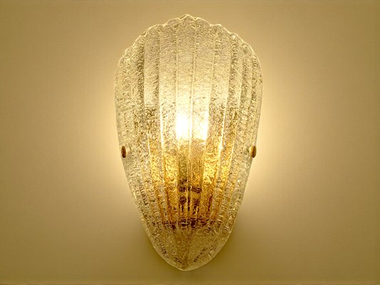 MURANO GLASS toso selezione ウォールランプ 壁面照明 Murano Glass Wall Lamp in Dew Glass from Barovier & Toso, 1970s