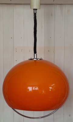 伊70s vintage lamp made in Italy イタリア レトロ Vintage Italian Height-Adjustable Hanging Lamp with Orange Plastic