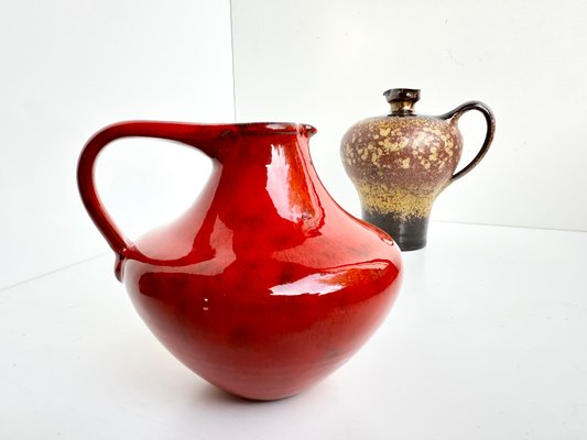 Handcrafted Red Studio Ceramic Jug Vase by Elly & Wilhelm Kuch