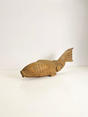 Late 19th Century Japanese Meiji Keyaki Wood Koi Carp Sculpture