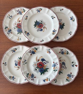 【6枚セット】Sarreguemines Agreste プレート Antique French Earthenware Dessert Plates with Agreste Pattern