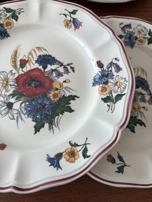 Antique French Earthenware Dessert Plates with Agreste Pattern