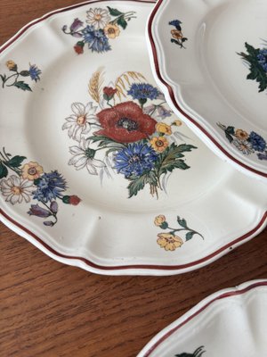 Antique French Earthenware Dessert Plates with Agreste Pattern