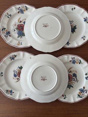 【6枚セット】Sarreguemines Agreste プレート Antique French Earthenware Dessert Plates with Agreste Pattern