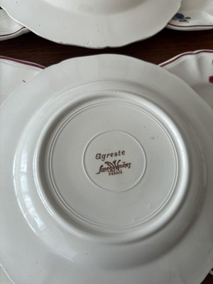 Antique French Earthenware Dessert Plates with Agreste Pattern