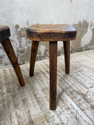 Vintage Oak Stools by Henri Bataille, 1950s, Set of 2 for sale at