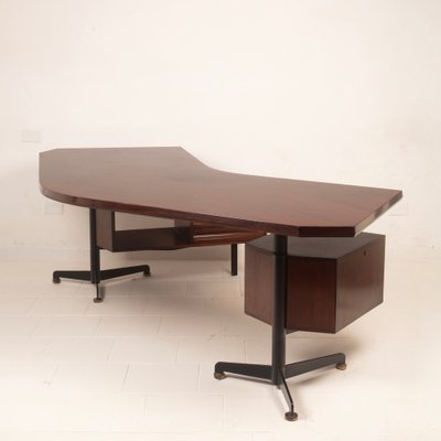 First Edition T96 Rosewood Boomerang Desk by Osvaldo Borsani for