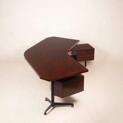 First Edition T96 Rosewood Boomerang Desk by Osvaldo Borsani for