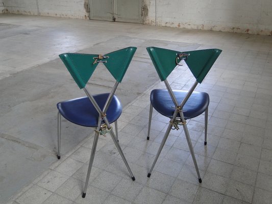 Italian Butterfly Chair with Chromed Steel Tubing and Leather by
