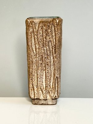 Vintage German Brown and Beige Lava Ceramic Vase by Strehla Keramik, 1960s