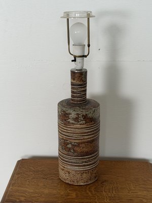 Table Lamp in Partially Glazed Stoneware by Tue Poulsen, Denmark
