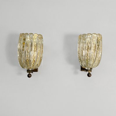Mid-Century Italian Modern Murano Glass Wall Lamps attributed to