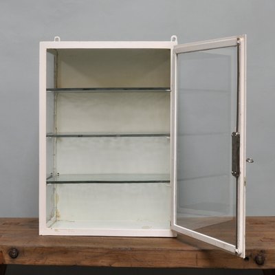 Small Hanging Iron & Antique Glass Medicine Cabinet, 1940s For Sale Small Hanging Iron & Antique Glass Medicine Cabinet, 1940s 10 - Small Hanging Iron & Antique Glass Medicine Cabinet, 1940s For Sale