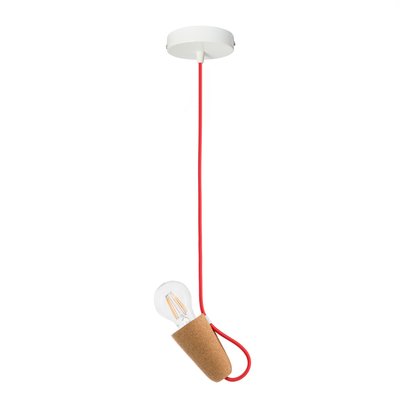 Sininho Pendant Lamp In Light Cork With Red Wire From Galula For