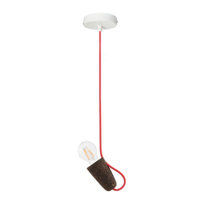 Sininho Pendant Lamp In Dark Cork With Red Wire From Galula