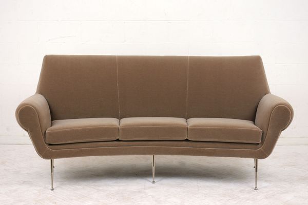 Italian Modern 3 Seater Curved Sofa 1960s
