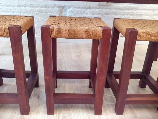 Folding Table Or Console 10 Ipe Wooden Stools 1950s For Sale At