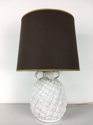 Italian White Ceramic Pineapple Table Lamp 1960s