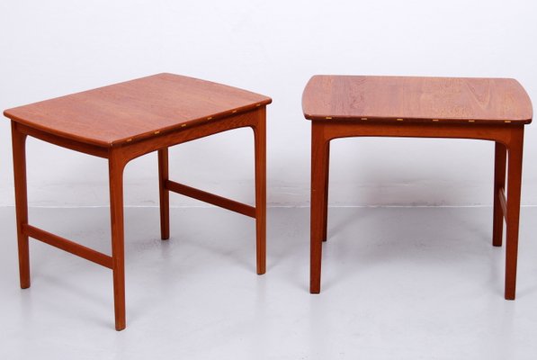 Solid Teak Side Tables By Yngvar Sandström For Säffle Möbelfabrik Solid Teak Side Tables By Yngvar