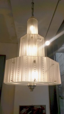 Large Art Deco Chandelier From Genet, Art Deco Light Fixtures