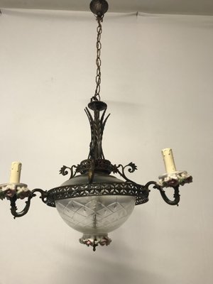 Vintage Capodimonte 6 Arm Chandelier Made in SpainPorcelain Vintage Capodimonte 6 Arm Chandelier Made in SpainPorcelain