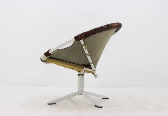 Mid Century Cowhide Leather Circle Chair From Lusch Erzeugnis