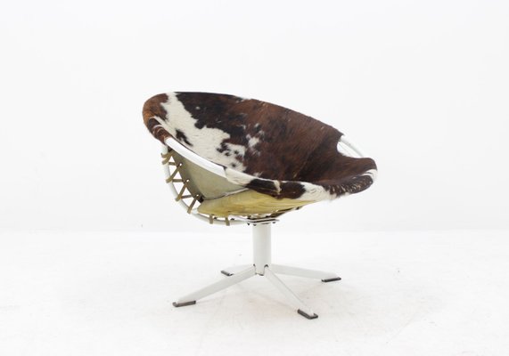 Mid Century Cowhide Leather Circle Chair From Lusch Erzeugnis