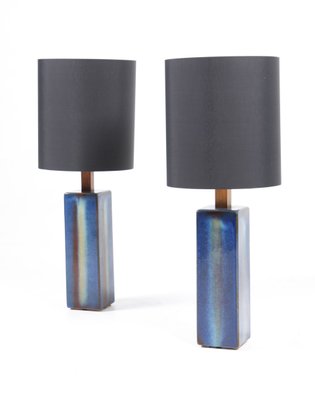 Hand Thrown Ceramic Table Lamps From, Set Of Two Ceramic Table Lamps