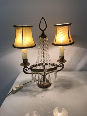 Vintage Italian Crystal Beaded, Vintage Table Lamp With Crystals