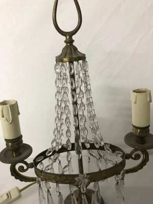 Vintage Italian Crystal Beaded, Vintage Candelabra Table Lamps Crystal