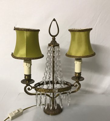 lampara de mesa candelabro italiano vintage con cuentas de cristal