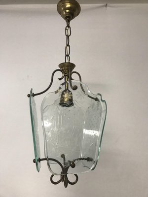 Vintage Italian Hand Etched Glass, Etched Glass Pendant Chandelier