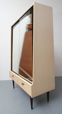 Birch Veneered Cabinet Or Dresser With Mirrored Doors 1950s For