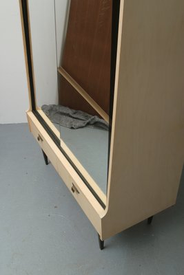 Birch Veneered Cabinet Or Dresser With Mirrored Doors 1950s For