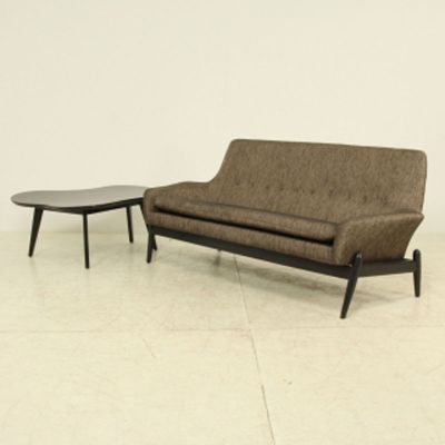 Scandinavian Black Gold Sofa By Ib Kofod Ln 1950s