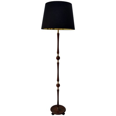 Brass Floor Lamp With Black Silk Shade, Brass Floor Lamp Black Shade
