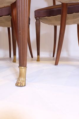 Avec 6 Vintage Tapisserie Chaises De Noyer Salon Bronze En Et SoieItalie1950sSet ZkuXiPOT