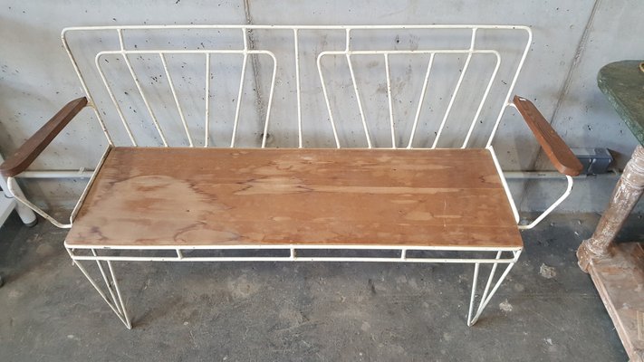 Vintage Metall Holz Gartenbank 1950er Bei Pamono Kaufen