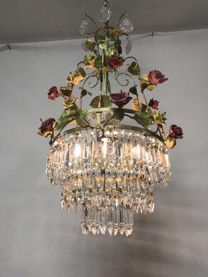 Vintage Italian Crystal Porcelain Flower Chandelier For At Pamono Vintage Italian Crystal Porcelain, Flower Light Fixture