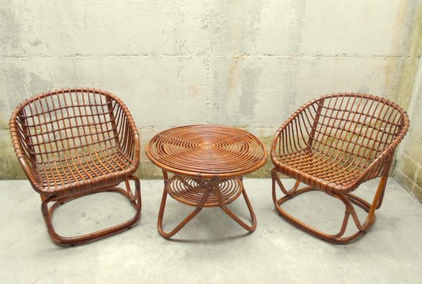 Rattan Living Room Or Garden Set From Vittorio Bonacina 1950s For Rattan Living Room Or Garden Set From Vittorio Bonacina 1950s 1