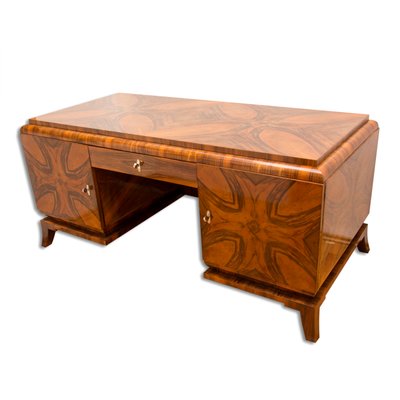 Art Deco Massive Walnut Writing Desk 1930s For Sale At Pamono