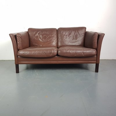Vintage 2 Seater Brown Leather Sofa For At Pamono Vintage 2 Seater Brown Leather Sofa 1