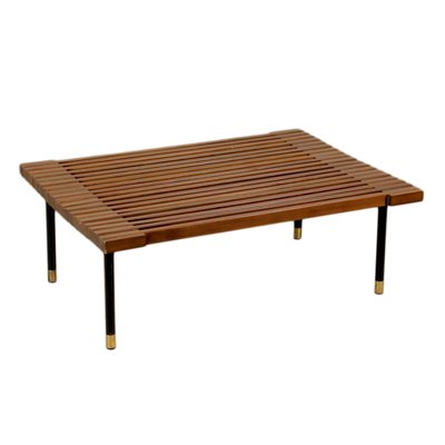 Vintage Italian Stained Beech Coffee Table With Metal Legs 1960s