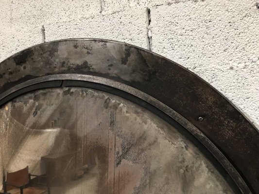 Large Vintage Convex Mirror With Pickled Frame For Sale At Pamono