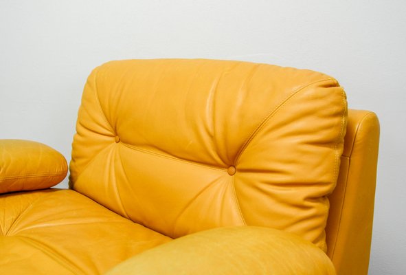Mid Century Deep Yellow Leather Modular Sofa Set from Dreipunkt