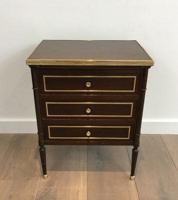 French Neoclassical Style Mahogany And Brass Bar Cabinet With