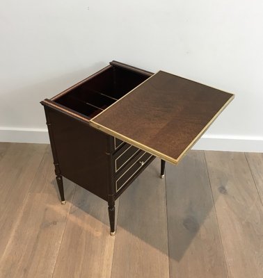 French Neoclassical Style Mahogany And Brass Bar Cabinet With