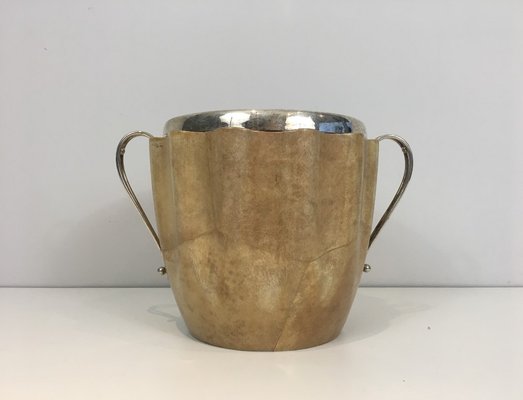 Goatskin And Silver Plated Champagne Bucket By Aldo Tura 1950s For Goatskin And Silver Plated Champagne Bucket By Aldo Tura 1950s 1