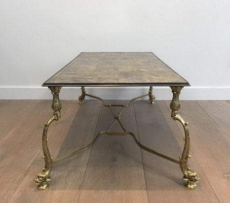 French Neoclassical Style Brass Coffee, 1940 Coffee Table Styles