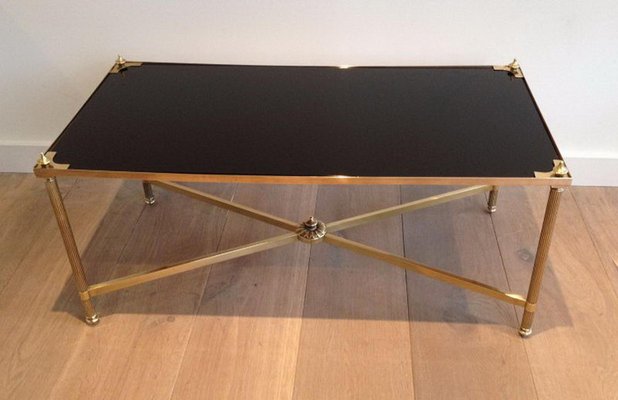 black and brass coffee table